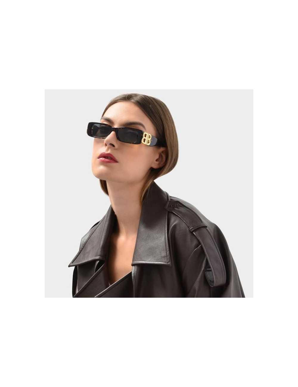 Balenciaga BB0096S 001 rectangular sunglasses with BB hinges  Ottica Mauro